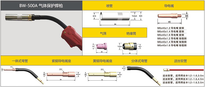 沪工BW-500A气体保护焊枪